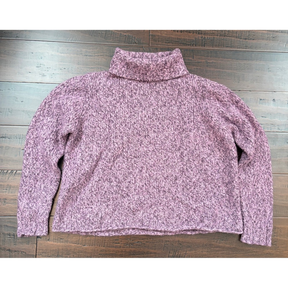 Eileen Fisher Merino Wool Blend Marled Purple Turtleneck Sweater Large